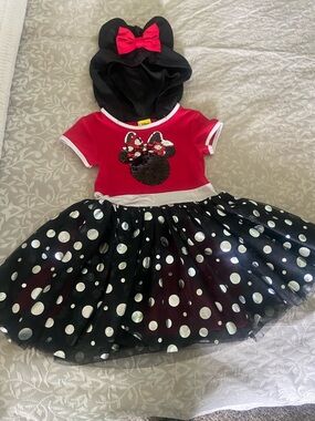 Disney Red and Black Polka Dot Minnie Hooded Costume Dress